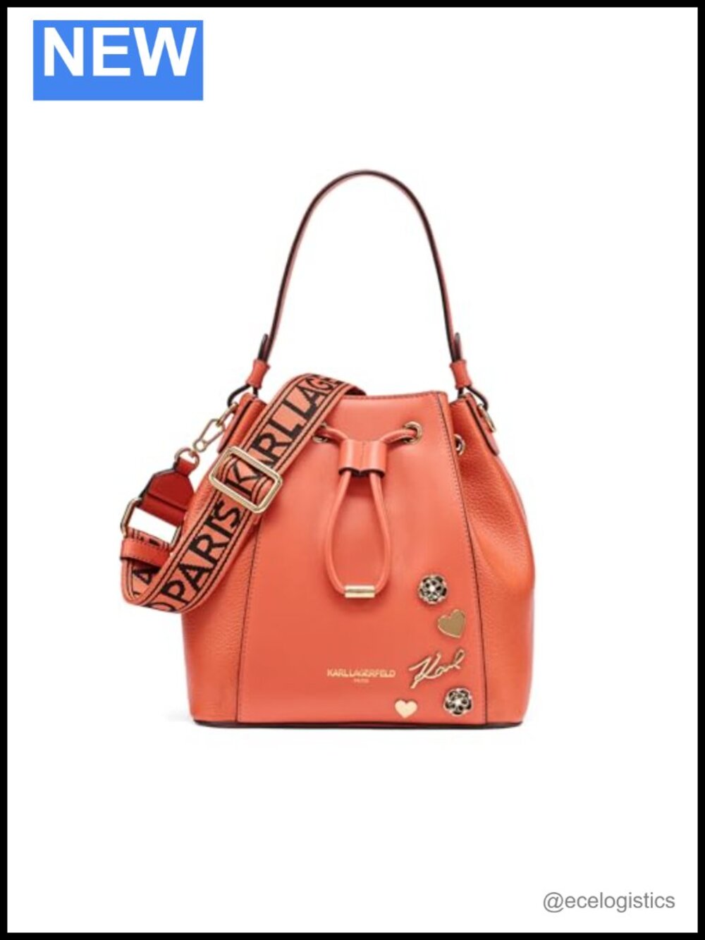 Karl Lagerfeld Adele Bucket Bag - Top Handle PU Leather Handbag, Magnetic